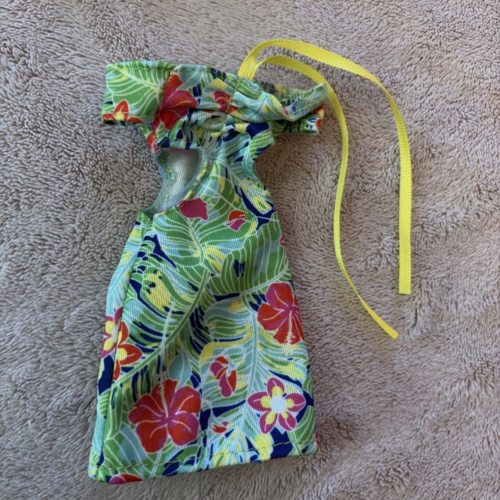 Green Floral Off The Shoulder Cut‎ Out Summer Dress for Petite Barbie B13